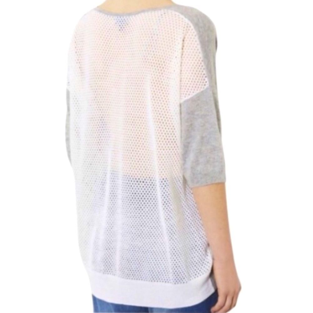 Topshop mesh back knit grey v-neck sweater, women’s size 10